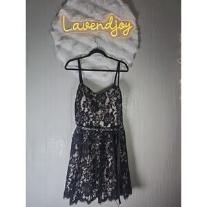 Deb Lace A-line Skater Prom Dress Womens 24W Plus Black Padded Bra Party Wedding